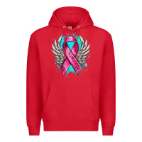 Red cancer ribbon with angel wings Premium Hoodie - NancyCooperArtShop