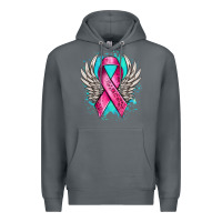 Rock cancer ribbon with angel wings Premium Hoodie - NancyCooperArtShop