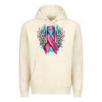 Sandshell cancer ribbon with angel wings Premium Hoodie - NancyCooperArtShop