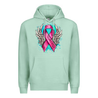 Seafoam cancer ribbon with angel wings Premium Hoodie - NancyCooperArtShop