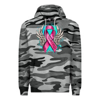 Slate Camo cancer ribbon with angel wings Premium Hoodie - NancyCooperArtShop