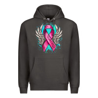 Smoke cancer ribbon with angel wings Premium Hoodie - NancyCooperArtShop