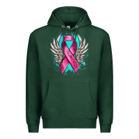 Sports Green cancer ribbon with angel wings Premium Hoodie - NancyCooperArtShop