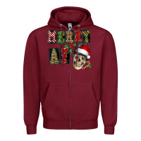 Burgundy Merry af skeleton messy bun Zipper Hoodie - NancyCooperArtShop