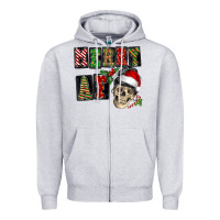 Heather Grey Merry af skeleton messy bun Zipper Hoodie - NancyCooperArtShop