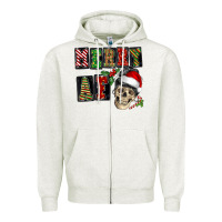 Oatmeal Heather Merry af skeleton messy bun Zipper Hoodie - NancyCooperArtShop