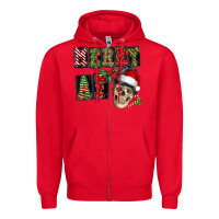 Red Merry af skeleton messy bun Zipper Hoodie - NancyCooperArtShop
