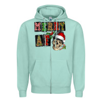 Seafoam Merry af skeleton messy bun Zipper Hoodie - NancyCooperArtShop