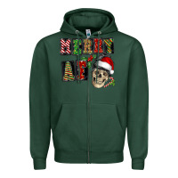 Merry Af Skeleton Messy Bun Zipper Hoodie | Teevron