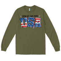 Army Green land of the free usa Long Sleeve Tee - MaliasSmallBusiness