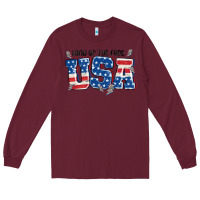 Burgundy land of the free usa Long Sleeve Tee - MaliasSmallBusiness