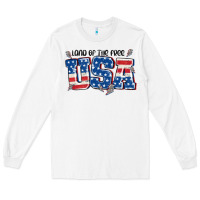 White land of the free usa Long Sleeve Tee - MaliasSmallBusiness