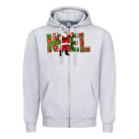 Heather Grey Noel Santa Zipper Hoodie - NancyCooperArtShop