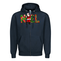 Navy Noel Santa Zipper Hoodie - NancyCooperArtShop