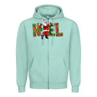 Seafoam Noel Santa Zipper Hoodie - NancyCooperArtShop