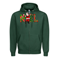 Sports Green Noel Santa Zipper Hoodie - NancyCooperArtShop