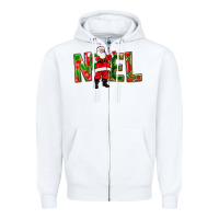 White Noel Santa Zipper Hoodie - NancyCooperArtShop