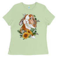 Matcha bunny with sunflowers Ladies Tee - RanaPortraitStore