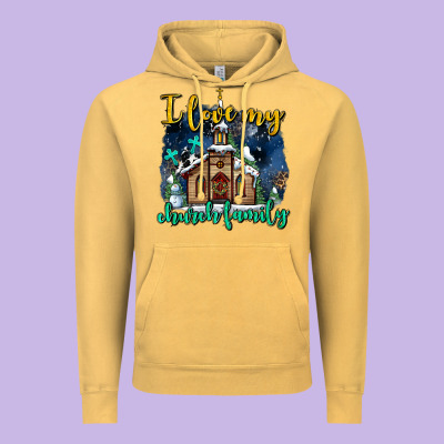 Christmas Church And Snow   ı Love My Church Family Vintage Hoodie Designed By Adodesignshop