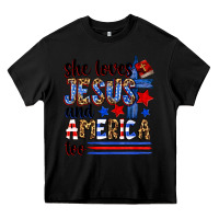 Black she loves jesus and america too Heavy Core Tee - Zillion Design Studio