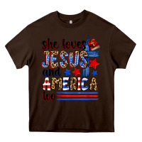 Chocolate Brown she loves jesus and america too Heavy Core Tee - Zillion Design Studio