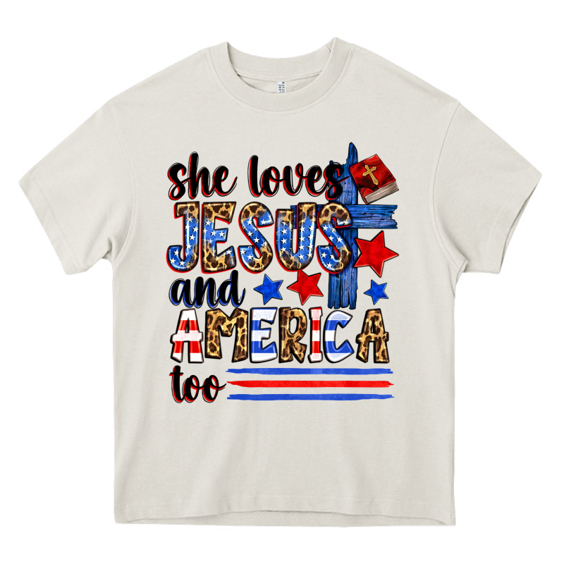 She Loves Jesus And America Too Heavy Core Tee by Zillion Design Studio | Teevron