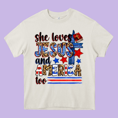 She Loves Jesus And America Too Heavy Core Tee Designed By Zillion Design Studio
