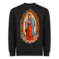 Black our lady of guadalupe leopard and roses Heavyweight Sweatshirt - BarkalooDesign