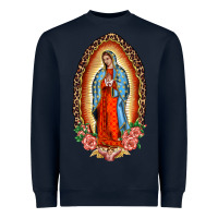 Navy our lady of guadalupe leopard and roses Heavyweight Sweatshirt - BarkalooDesign