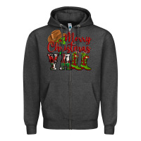 Charcoal Heather Merry Christmas Y'all Cowboy Zipper Hoodie - MaliasSmallBusiness