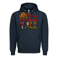 Navy Merry Christmas Y'all Cowboy Zipper Hoodie - MaliasSmallBusiness