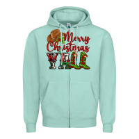Seafoam Merry Christmas Y'all Cowboy Zipper Hoodie - MaliasSmallBusiness