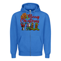 True Royal Merry Christmas Y'all Cowboy Zipper Hoodie - MaliasSmallBusiness