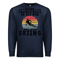 Navy Never Underestimate An Old Man Who Loves Skiing Premium Sweatshirt - Bettercallsaul