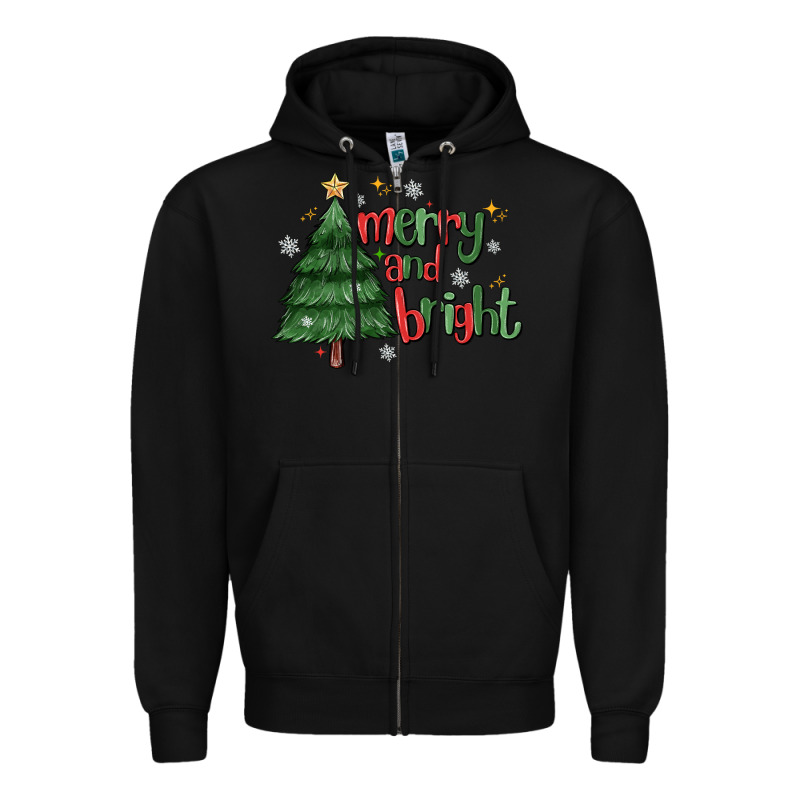 Merry And Bright Zipper Hoodie by MaliasSmallBusiness | Teevron