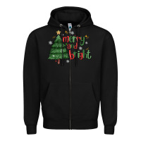 Black Merry And Bright Zipper Hoodie - MaliasSmallBusiness
