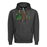 Charcoal Heather Merry And Bright Zipper Hoodie - MaliasSmallBusiness