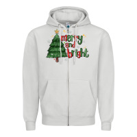 Dove Grey Merry And Bright Zipper Hoodie - MaliasSmallBusiness