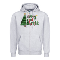 Heather Grey Merry And Bright Zipper Hoodie - MaliasSmallBusiness