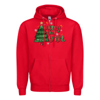 Red Merry And Bright Zipper Hoodie - MaliasSmallBusiness