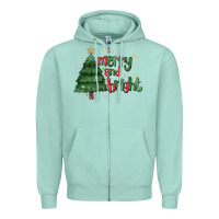 Seafoam Merry And Bright Zipper Hoodie - MaliasSmallBusiness