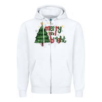 White Merry And Bright Zipper Hoodie - MaliasSmallBusiness