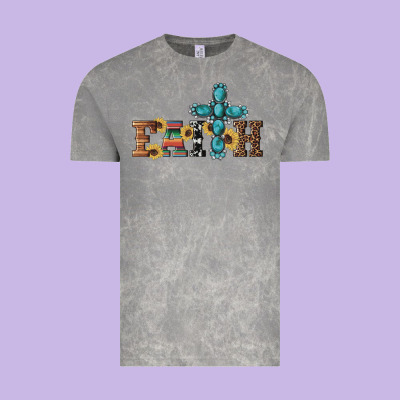 Western Gemstone Cross Faith Vintage Tee Designed By Artiststas