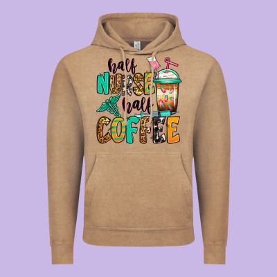 Half Nurse Half Coffee Vintage Hoodie Designed By Jasminsmagicworld