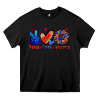 Black peace love america Heavy Core Tee - Zillion Design Studio