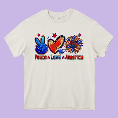 Peace Love America Heavy Core Tee Designed By Zillion Design Studio