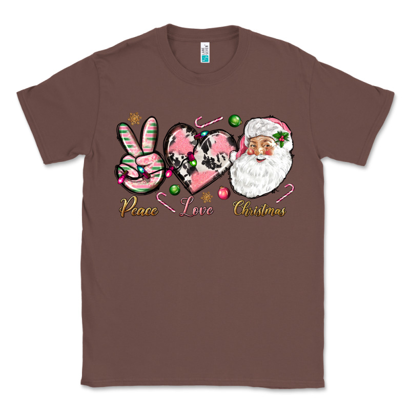 Pink Peace Love Christmas Classic Tee by NancyCooperArtShop | Teevron