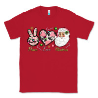 Red pink peace love christmas Classic Tee - NancyCooperArtShop