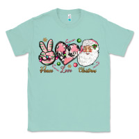 Seafoam pink peace love christmas Classic Tee - NancyCooperArtShop