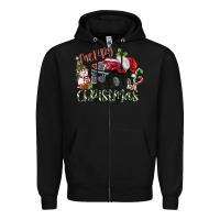 Black Merry Christmas Monster Truck Zipper Hoodie - MaliasSmallBusiness